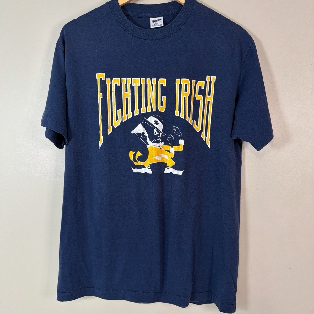 Vintage 80s‎ Notre Dame Fighting Irish Navy Single Stitch T-Shirt XL Collegiate